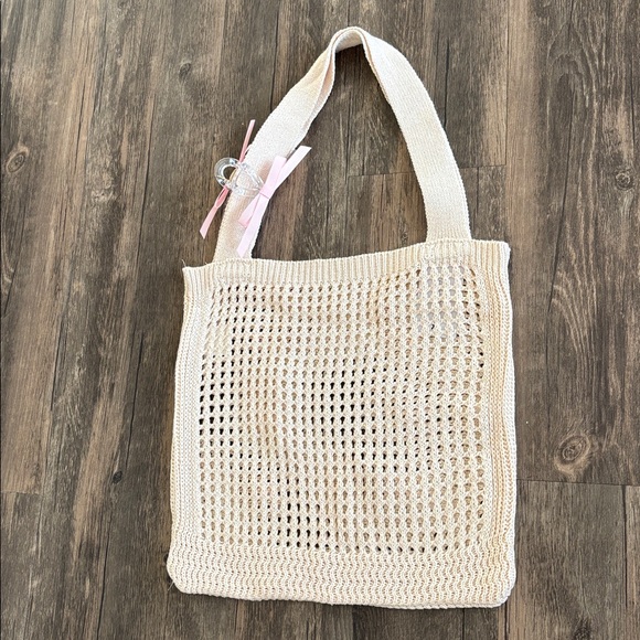 💕🎀 Knit Bow Tote Bag w/ Bow Hair Claw🎀🩷 - Picture 13 of 14